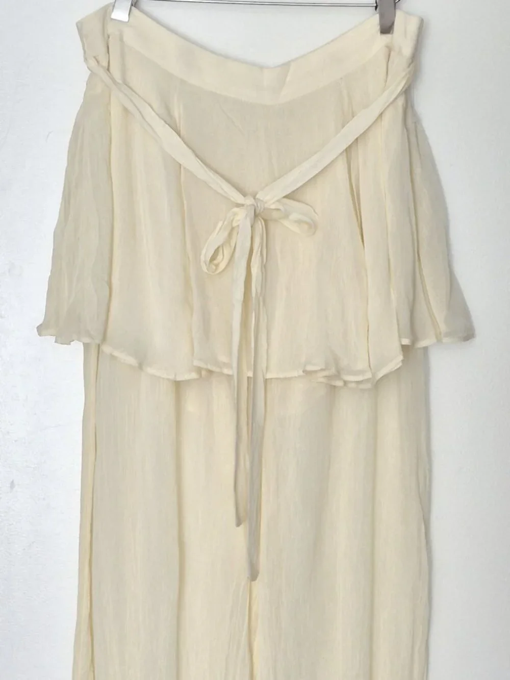 Free People Tongue Tied Sheer Balloon Pants Light Cream Color Size Large